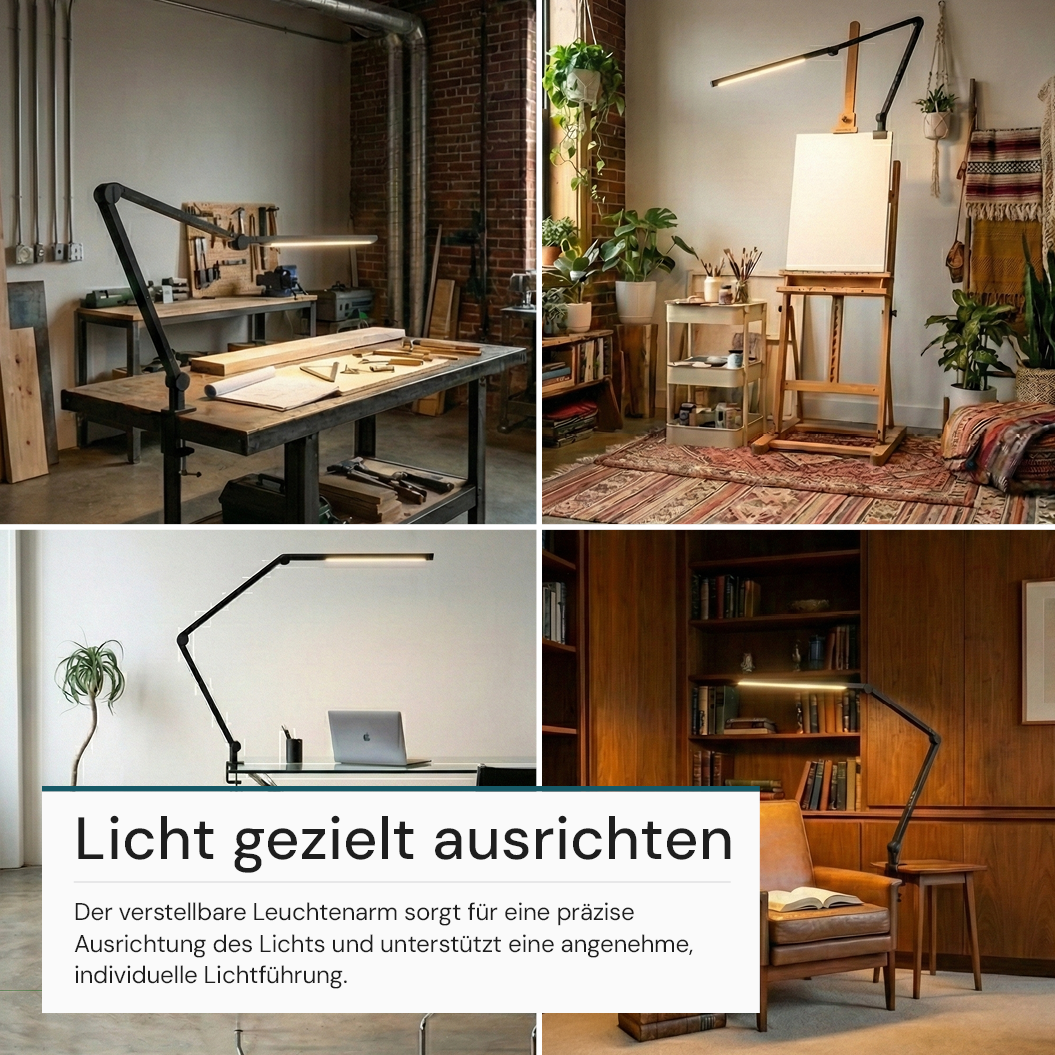 LED-Schreibtischlampe mit Clip, in Schwarz, dimmbar, 5 Farbtemperaturstufen, 10 W, 450 lm, klemm- und verstellbare Monitorlampe