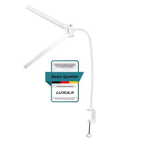 LED-Schreibtischlampe, Doppelkopf, in Weiß, dimmbar, 5 Farbtemperaturstufen, 18 W, 1100 lm, klemm- und voll verstellbare Monitor-/Tischlampe mit kotaktlosem Ein-/Ausschaltssensor