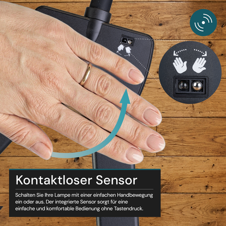 LED-Schreibtischlampe, Doppelkopf, in Schwarz, dimmbar, 5 Farbtemperaturstufen, 18 W, 1100 lm, klemm- und voll verstellbare Monitor-/Tischlampe mit kotaktlosem Ein-/Ausschaltssensor