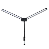 LED-Schreibtischlampe, Doppelkopf, in Schwarz, dimmbar, 5 Farbtemperaturstufen, 18 W, 1100 lm, klemm- und voll verstellbare Monitor-/Tischlampe mit kotaktlosem Ein-/Ausschaltssensor