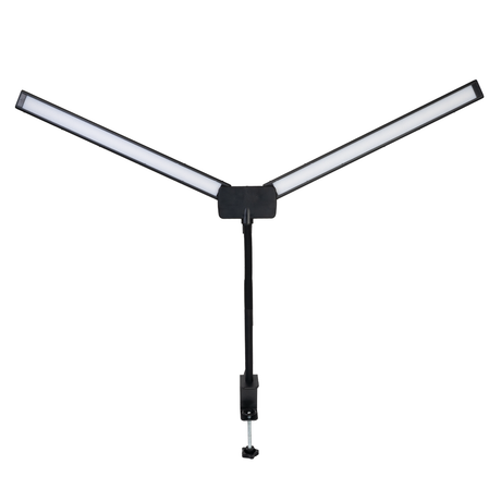 LED-Schreibtischlampe, Doppelkopf, in Schwarz, dimmbar, 5 Farbtemperaturstufen, 18 W, 1100 lm, klemm- und voll verstellbare Monitor-/Tischlampe mit kotaktlosem Ein-/Ausschaltssensor