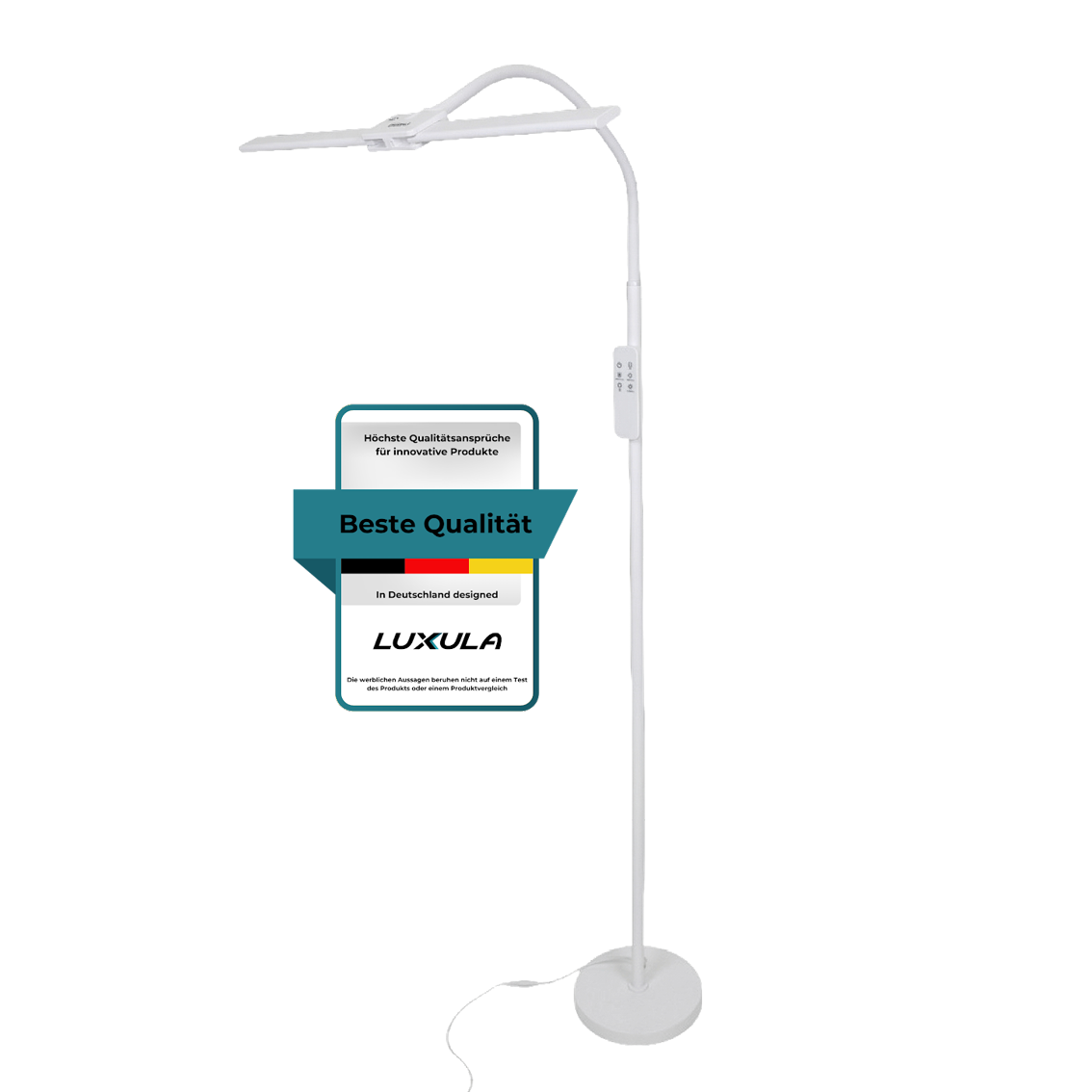 LED-Stehlampe- und Schreibtischlampe, Doppelkopf, in Weiß, dimmbar, 5 Farbtemperaturstufen, 18 W, 1100 lm, voll verstellbare Monitor-/Tischlampe mit kontaktlosem Ein-/Ausschalt-Sensor