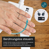 LED-Stehlampe- und Schreibtischlampe, Doppelkopf, in Weiß, dimmbar, 5 Farbtemperaturstufen, 18 W, 1100 lm, voll verstellbare Monitor-/Tischlampe mit kontaktlosem Ein-/Ausschalt-Sensor