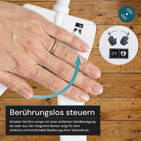LED-Stehlampe- und Schreibtischlampe, Doppelkopf, in Weiß, dimmbar, 5 Farbtemperaturstufen, 18 W, 1100 lm, voll verstellbare Monitor-/Tischlampe mit kontaktlosem Ein-/Ausschalt-Sensor