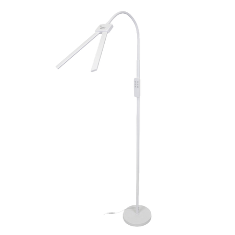 LED-Stehlampe- und Schreibtischlampe, Doppelkopf, in Weiß, dimmbar, 5 Farbtemperaturstufen, 18 W, 1100 lm, voll verstellbare Monitor-/Tischlampe mit kontaktlosem Ein-/Ausschalt-Sensor