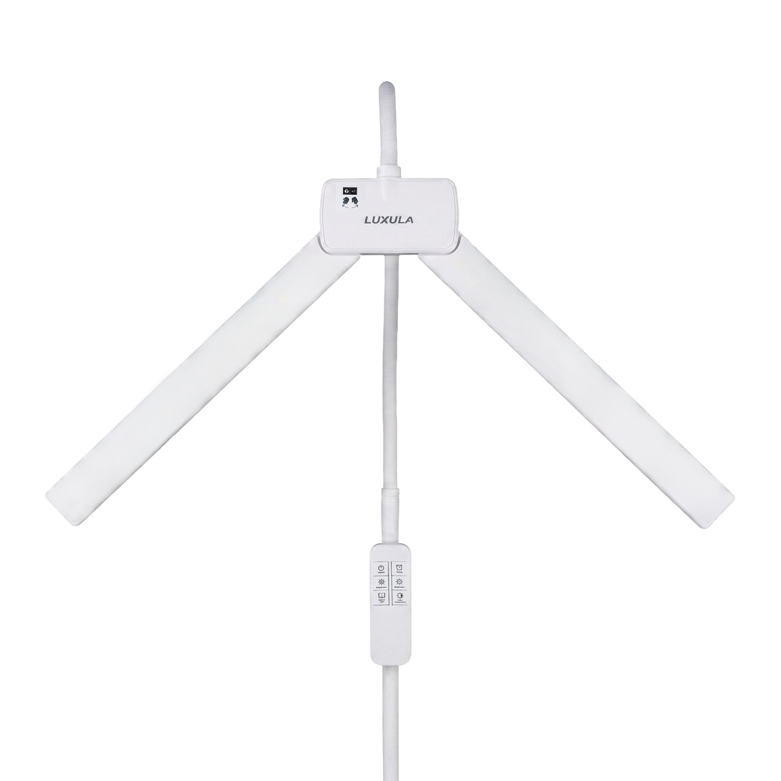 LED-Stehlampe- und Schreibtischlampe, Doppelkopf, in Weiß, dimmbar, 5 Farbtemperaturstufen, 18 W, 1100 lm, voll verstellbare Monitor-/Tischlampe mit kontaktlosem Ein-/Ausschalt-Sensor