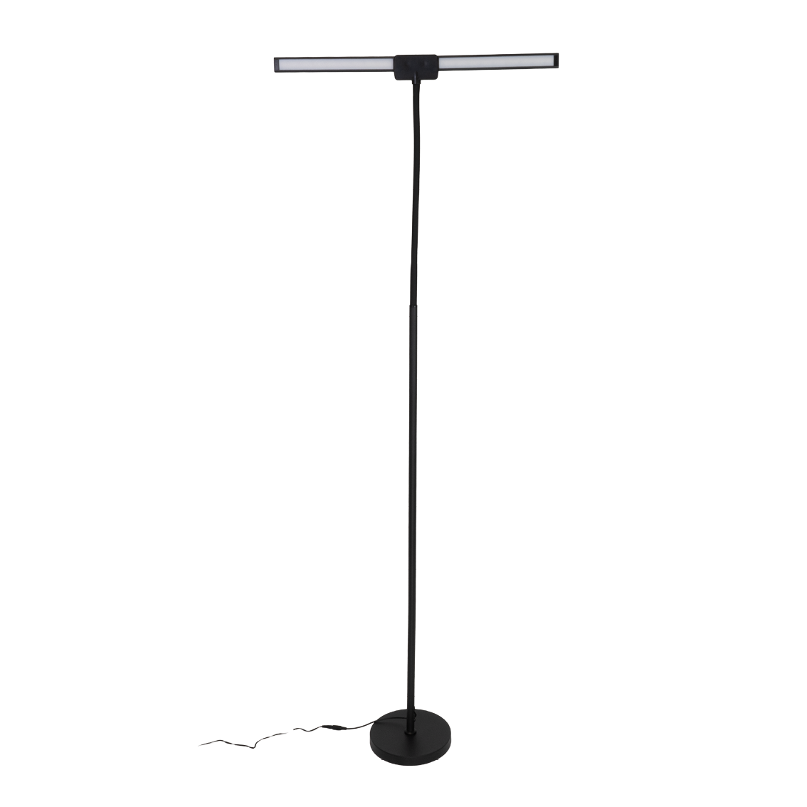 LED-Stehlampe- und Schreibtischlampe, Doppelkopf, in Schwarz, dimmbar, 5 Farbtemperaturstufen, 18 W, 1100 lm, voll verstellbare Monitor-/Tischlampe mit kontaktlosem Ein-/Ausschalt-Sensor.
