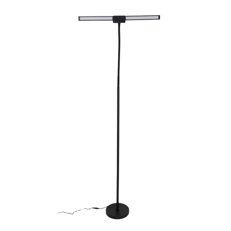 LED-Stehlampe- und Schreibtischlampe, Doppelkopf, in Schwarz, dimmbar, 5 Farbtemperaturstufen, 18 W, 1100 lm, voll verstellbare Monitor-/Tischlampe mit kontaktlosem Ein-/Ausschalt-Sensor.
