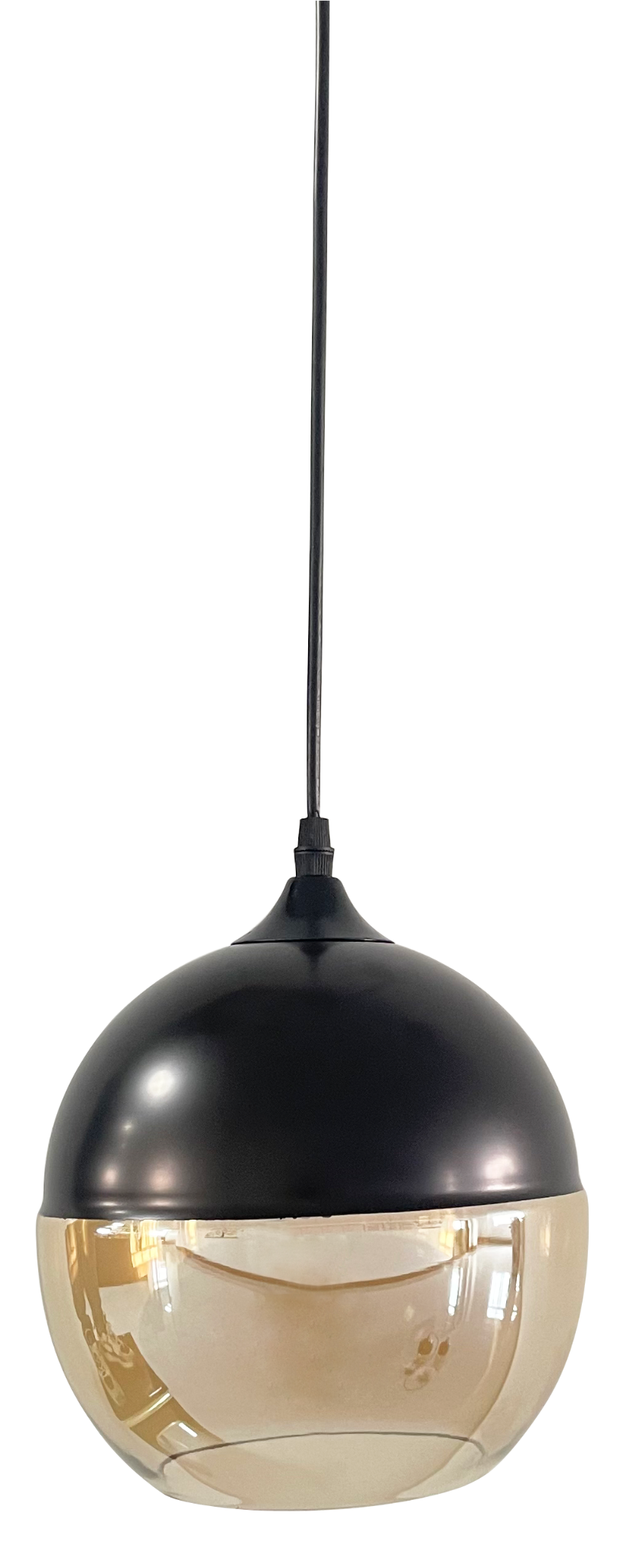 LED-Hängelampe in schwarz, kugelförmig, aus Glas, E27-Fassung, IP20, Ø20 cm