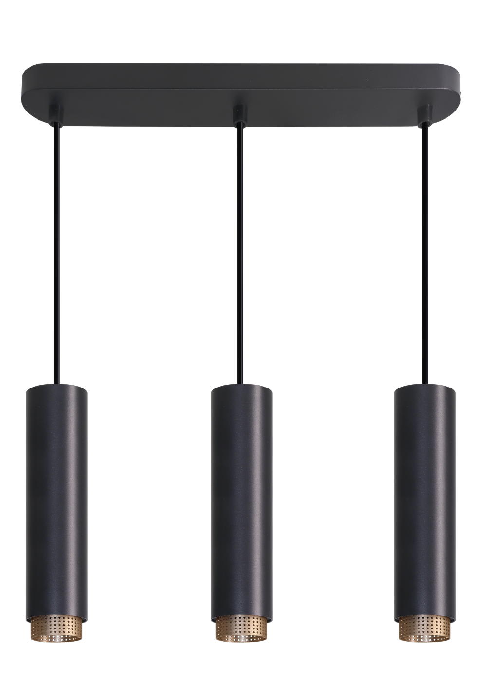 LED-Pendelleuchte, schwarz/gold, aus Aluminium, 3-flammig, GU10-Fassung, IP20