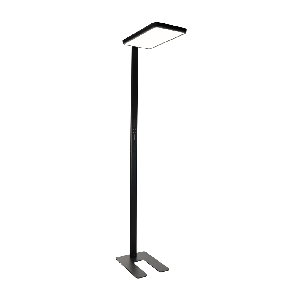 LED Büro-Stehleuchte, Up/Down, in Schwarz, 100 W, 7000 lm, 4000 K (neutralweiß), UGR<16, CRI98, dimmbar, RG0, Bridgelux LED