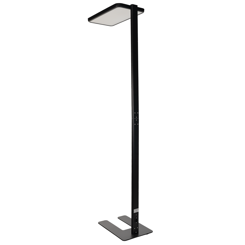 LED Büro-Stehleuchte, Up/Down, in Schwarz, 100 W, 7000 lm, 4000 K (neutralweiß), UGR<16, CRI98, dimmbar, RG0, Bridgelux LED