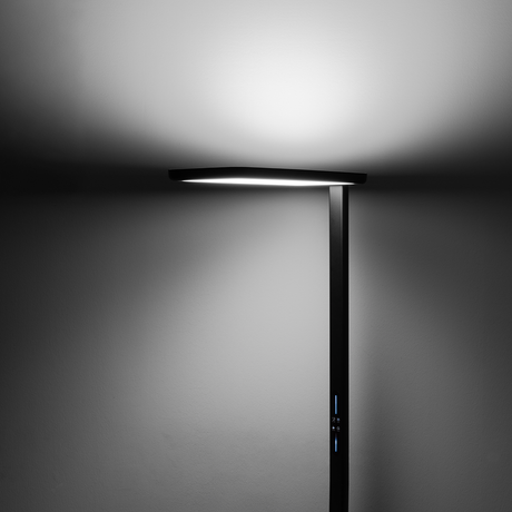 LED Büro-Stehleuchte, Up/Down, in Schwarz, 100 W, 7000 lm, 4000 K (neutralweiß), UGR<16, CRI98, dimmbar, RG0, Bridgelux LED