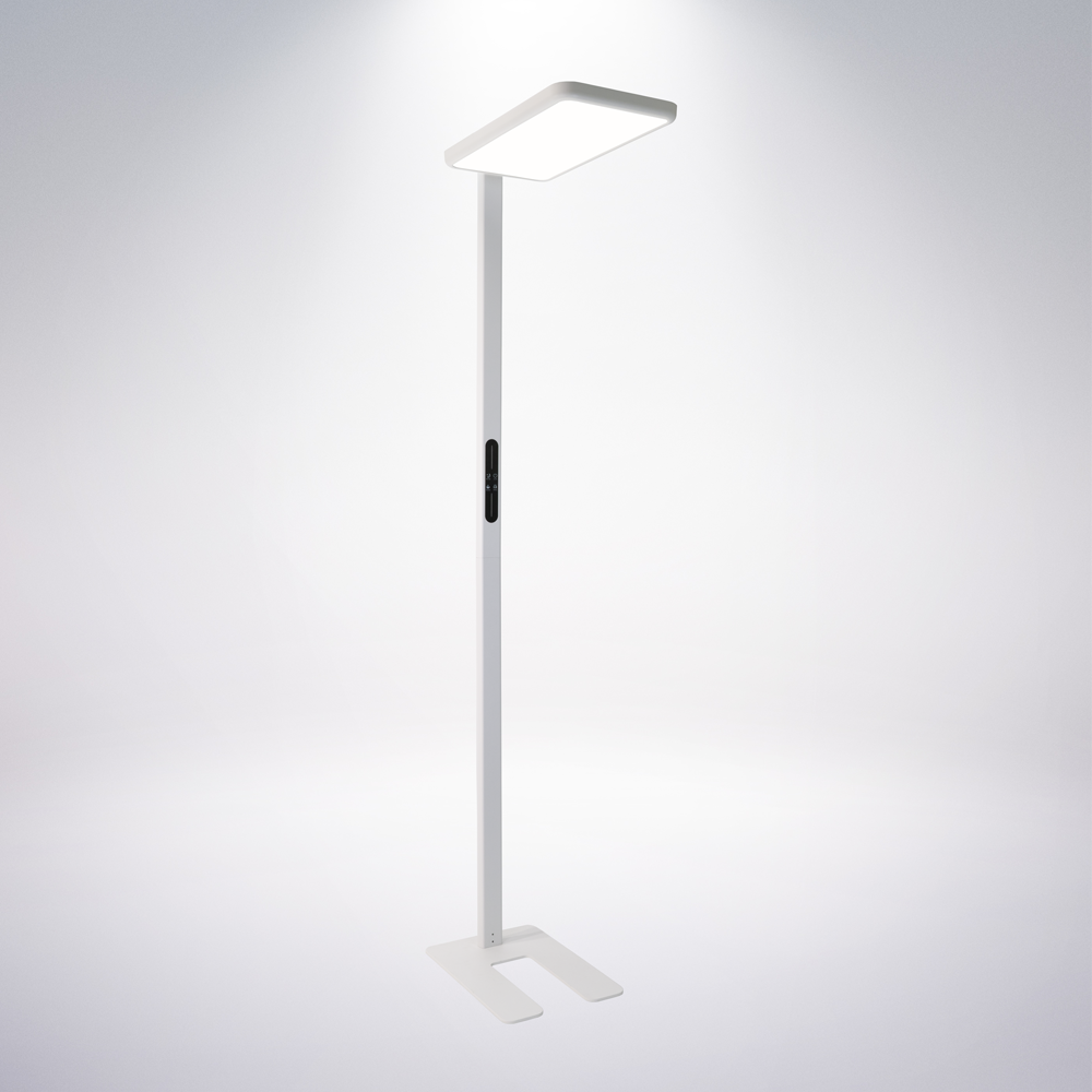 LED Büro-Stehleuchte, Up/Down, in Weiß, 100 W, 7000 lm, 4000 K (neutralweiß), UGR<16, CRI98, dimmbar, RG0, Bridgelux LED, Arbeitsplatzleuchte