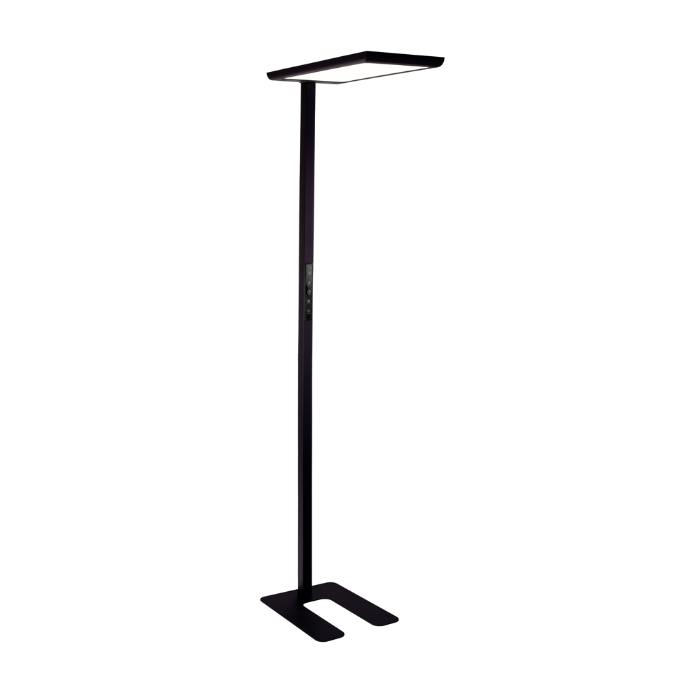 LED Büro-Stehleuchte, Up/Down, in Schwarz, 100 W, 7000 lm, 4000 K (neutralweiß), UGR<16, CRI98, dimmbar, RG0, Bridgelux LED, Arbeitsplatzleuchte