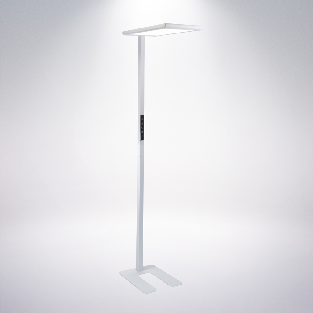 LED Büro-Stehleuchte, Up/Down, in Weiß, 100 W, 7000 lm, 4000 K (neutralweiß), UGR<16, CRI98, dimmbar, RG0, Bridgelux LED, Arbeitsplatzleuchte