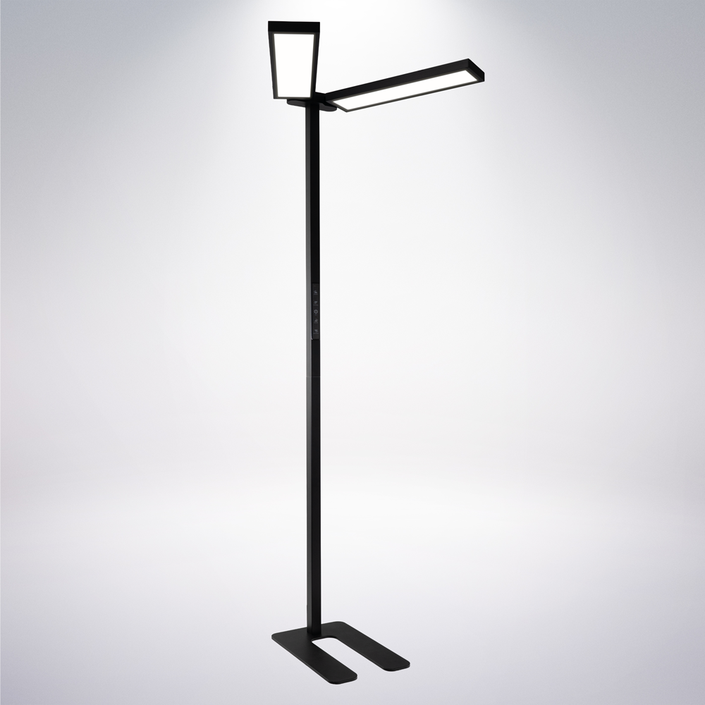 LED Büro-Stehleuchte DUO Line, Up/Down, in Schwarz, 120 W, 8500 lm, 4000 K (neutralweiß), UGR<16, CRI98, dimmbar, RG0, Bridgelux LED, Arbeitsplatzleuchte