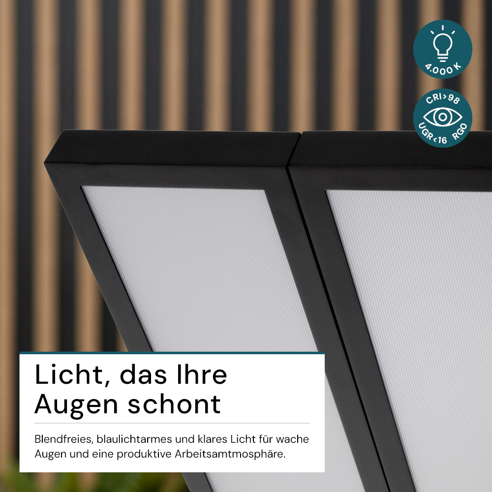 LED Büro-Stehleuchte DUO Line, Up/Down, in Schwarz, 120 W, 8500 lm, 4000 K (neutralweiß), UGR<16, CRI98, dimmbar, RG0, Bridgelux LED, Arbeitsplatzleuchte