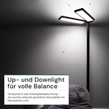 LED Büro-Stehleuchte DUO Line, Up/Down, in Schwarz, 120 W, 8500 lm, 4000 K (neutralweiß), UGR<16, CRI98, dimmbar, RG0, Bridgelux LED, Arbeitsplatzleuchte