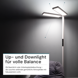LED Büro-Stehleuchte DUO Line, Up/Down, in Weiß, 120 W, 8500 lm, 4000 K (neutralweiß), UGR<16, CRI98, dimmbar, RG0, Bridgelux LED, Arbeitsplatzleuchte