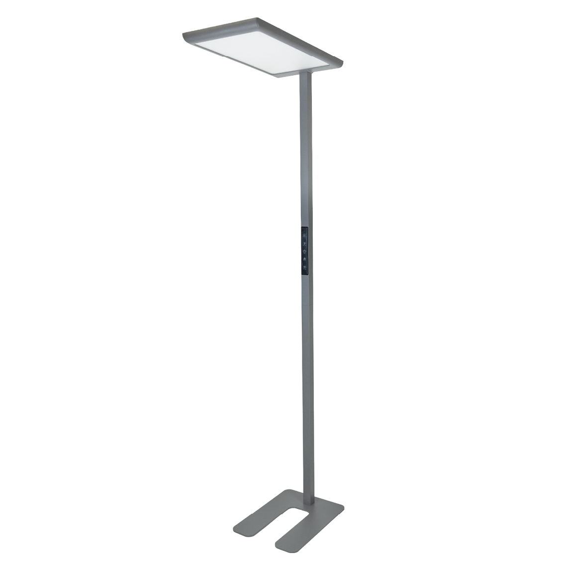 LED Büro-Stehleuchte, Up/Down, in Grau, 100 W, 7000 lm, 4000 K (neutralweiß), UGR<16, CRI98, dimmbar, RG0, Bridgelux LED, Arbeitsplatzleuchte.