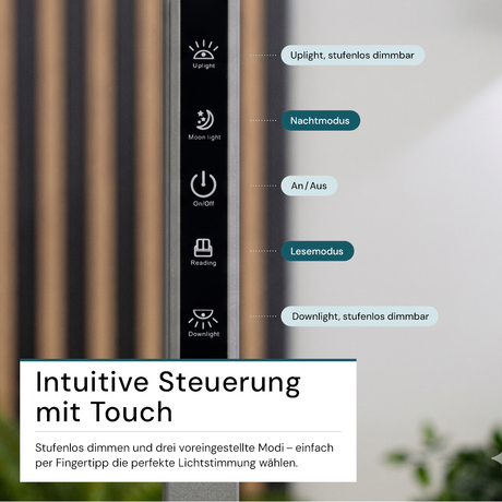 LED Büro-Stehleuchte, Up/Down, in Grau, 100 W, 7000 lm, 4000 K (neutralweiß), UGR<16, CRI98, dimmbar, RG0, Bridgelux LED, Arbeitsplatzleuchte.