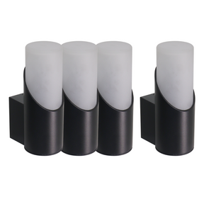 4er-Pack Moderne Wandleuchte, Innen/Außen, schwarz, GU10 Fassung, IP54, Aluminium.