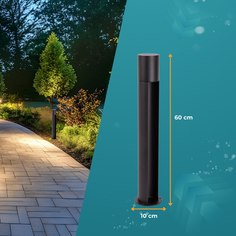 4er-Pack Edle Wegeleuchte, schwarz, GU10 Fassung, IP44, Aluminium, mit Erdspieß, Höhe 60 cm.
