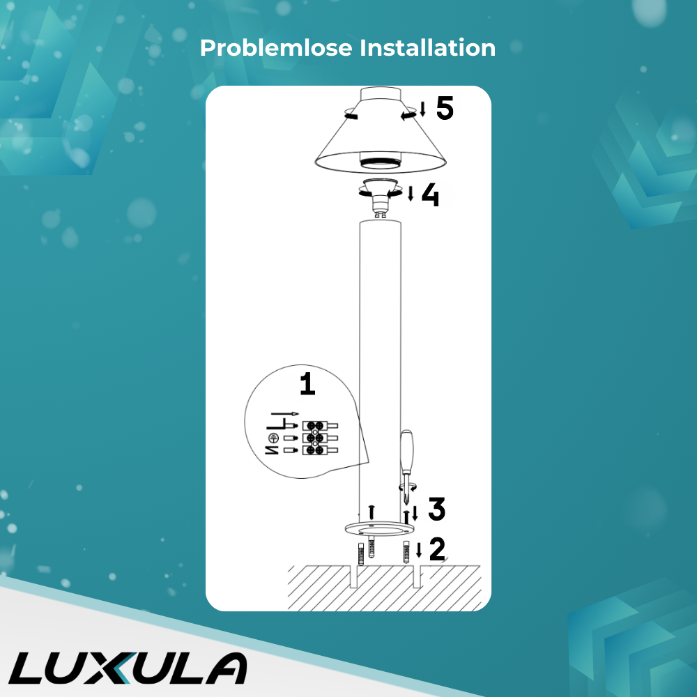 2er-Pack Stilvolle Wegeleuchte, schwarz, GU10 Fassung, IP44, Aluminium, mit Erdspieß, Höhe 60 cm