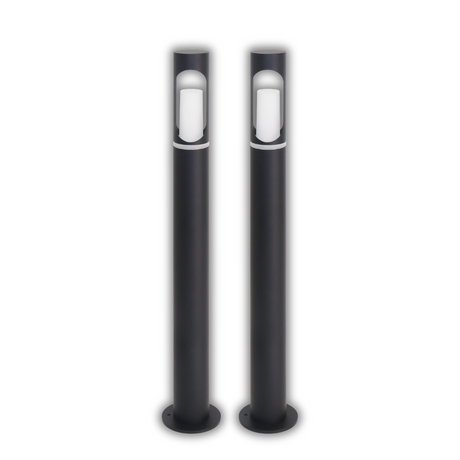 2er-Pack Zeitlose Wegeleuchte, schwarz, GU10 Fassung, IP44, Aluminium, mit Erdspieß, Höhe 60 cm