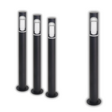 4er-Pack Zeitlose Wegeleuchte, schwarz, GU10 Fassung, IP44, Aluminium, mit Erdspieß, Höhe 60 cm