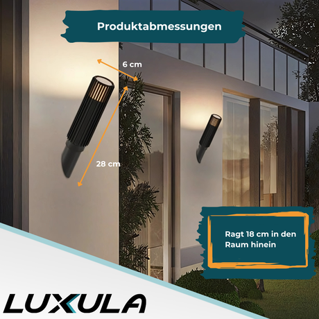 4er-Pack Moderne Wandleuchte Innen/Außen, schwarz, GU10 Fassung, IP44, Aluminium.