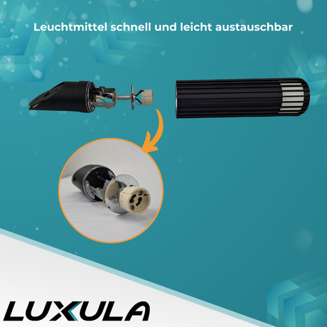 2er-Pack Moderne Wandleuchte Innen/Außen, schwarz, GU10 Fassung, IP44, Aluminium.