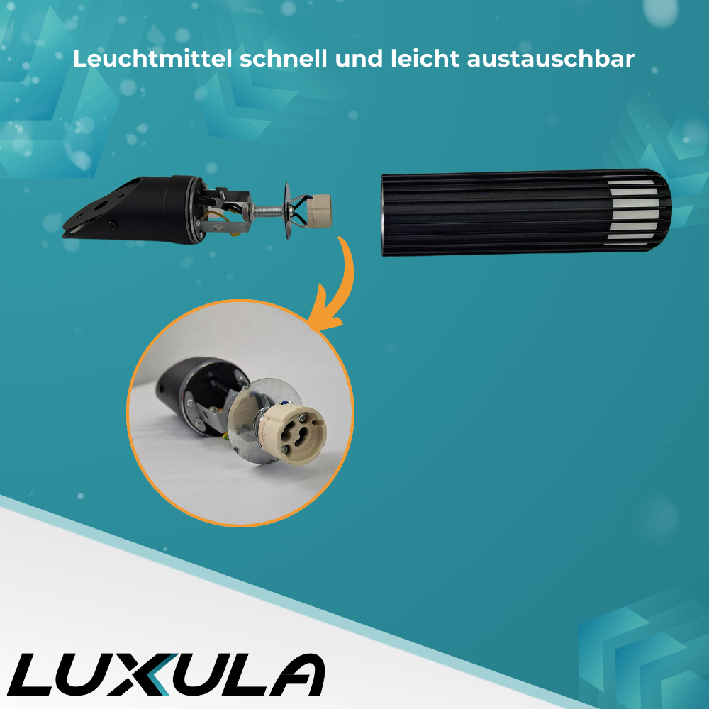 2er-Pack Moderne Wandleuchte Innen/Außen, schwarz, GU10 Fassung, IP44, Aluminium