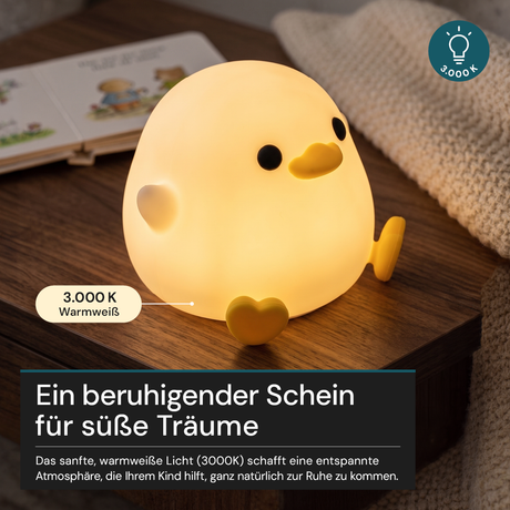 LED-Nachtlicht Küken, 1,7 W, 70 lm, 3000 K, 5-Stufen-Dimmfunktion, 30-Minuten-Timer.