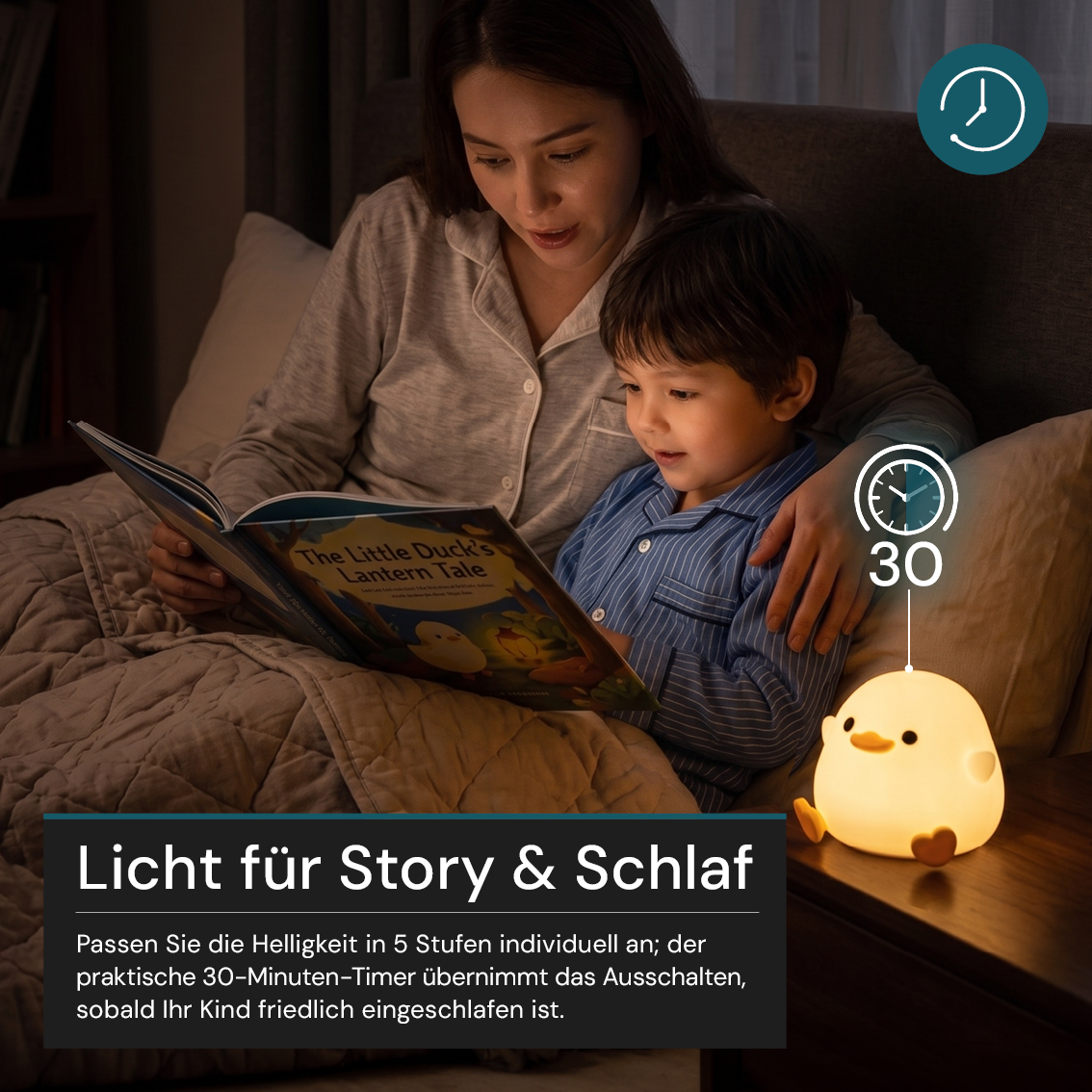 LED-Nachtlicht Küken, 1,7 W, 70 lm, 3000 K, 5-Stufen-Dimmfunktion, 30-Minuten-Timer.