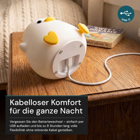 LED-Nachtlicht Küken, 1,7 W, 70 lm, 3000 K, 5-Stufen-Dimmfunktion, 30-Minuten-Timer.