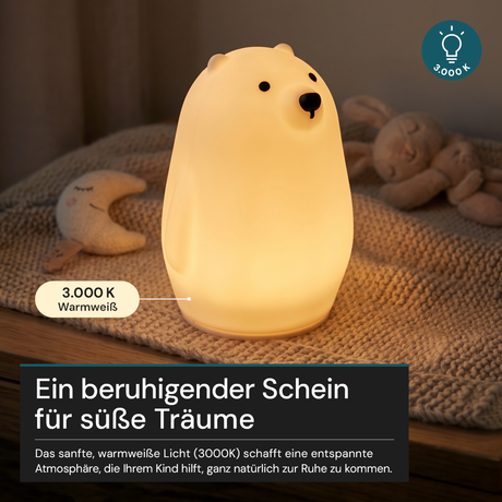 LED Nachtlicht Eisbär 1,7 W, 70 lm, 3000 K, 5-Stufen-Dimmfunktion, 30-Minuten-Timer