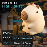 LED Nachtlicht Capybara, 1,7 W, 70 lm, 3000 K, 5-Stufen-Dimmfunktion, 30-Minuten-Timer