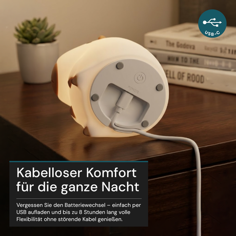 LED Nachtlicht Capybara, 1,7 W, 70 lm, 3000 K, 5-Stufen-Dimmfunktion, 30-Minuten-Timer