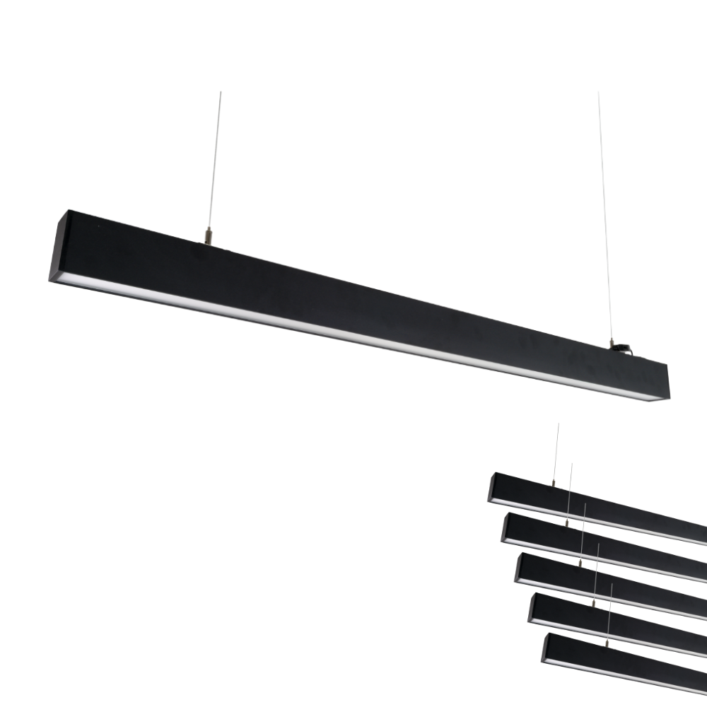 6er-Pack LED Büro-/Tresenleuchte Up&Down, schwarz, 120 cm, 30 W, 3600 lm, UGR<19, 3000-6500 K (CCT), LIFUD Netzteil, erweiterbar, Aluminium