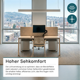 LED Büro-/Tresenleuchte, in Weiß, 120 cm, 40W, 4800 lm, 3000-6500 K (CCT), EAGLERISE Netzteil.