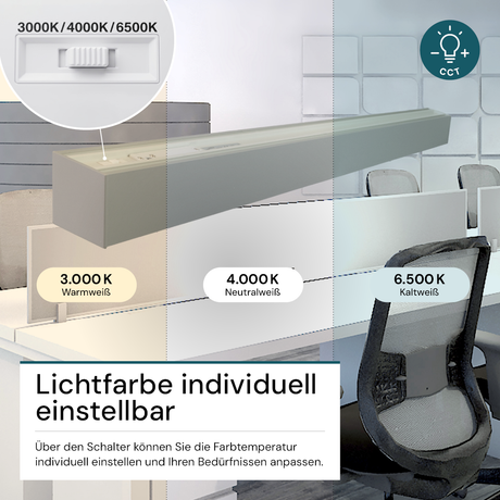 LED Büro-/Tresenleuchte, in Grau, 120 cm, 40W, 4800 lm, 3000-6500 K (CCT), EAGLERISE Netzteil