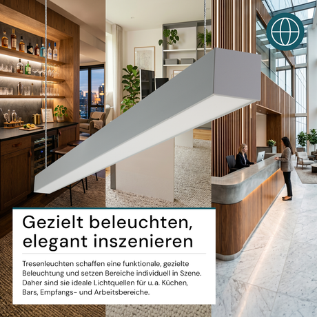 LED Büro-/Tresenleuchte, in Grau, 120 cm, 40W, 4800 lm, 3000-6500 K (CCT), EAGLERISE Netzteil