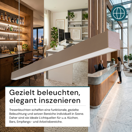 LED Büro-/Tresenleuchte, in Champagner Gold, 120 cm, 40W, 4800 lm, 3000-6500 K (CCT), EAGLERISE Netzteil