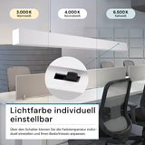 LED Büro-/Tresenleuchte, in Weiß, 120 cm, 40W, 4000 lm, 3000-6500 K (CCT), LIFUD Netzteil, erweiterbar, Aluminium