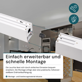 LED Büro-/Tresenleuchte, in Weiß, 120 cm, 40W, 4000 lm, 3000-6500 K (CCT), LIFUD Netzteil, erweiterbar, Aluminium