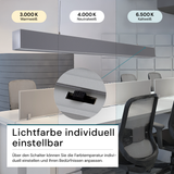 LED Büro-/Tresenleuchte, in Grau, 120 cm, 40W, 4000 lm, 3000-6500 K (CCT), LIFUD Netzteil, erweiterbar, Aluminium