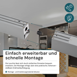 LED Büro-/Tresenleuchte, in Grau, 120 cm, 40W, 4000 lm, 3000-6500 K (CCT), LIFUD Netzteil, erweiterbar, Aluminium