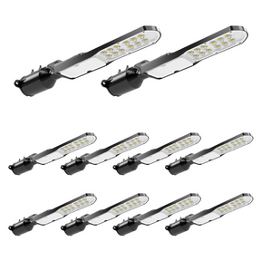 10er Pack LED Straßenleuchte, SLIM, 30 W, 3600 lm, 5000 K (neutralweiß), IP65, Wand- und Mastmontage.